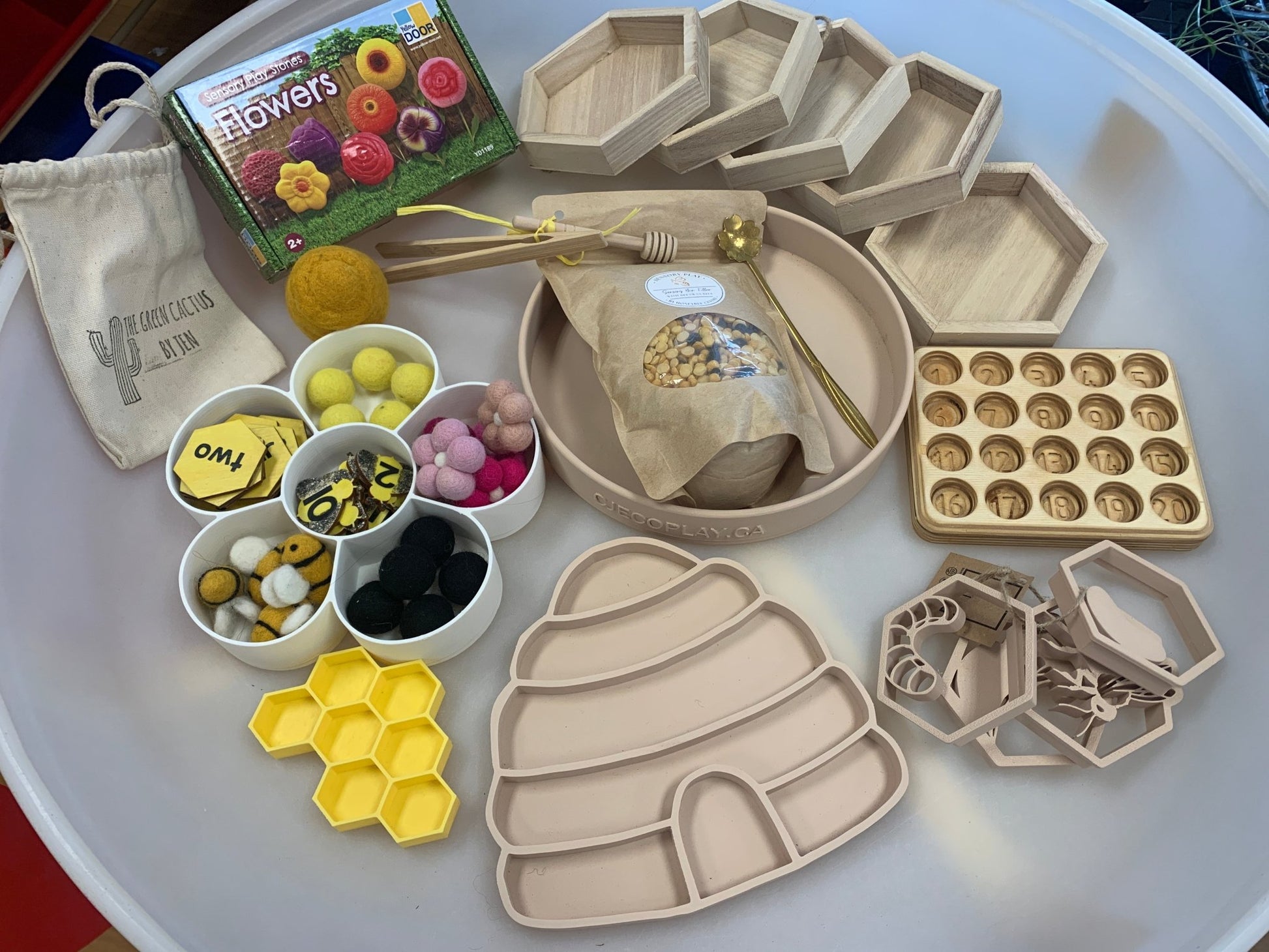 Honey Comb 3D printed Eco - Friendly - Sensory Tray - CJECOPLAY Inc.